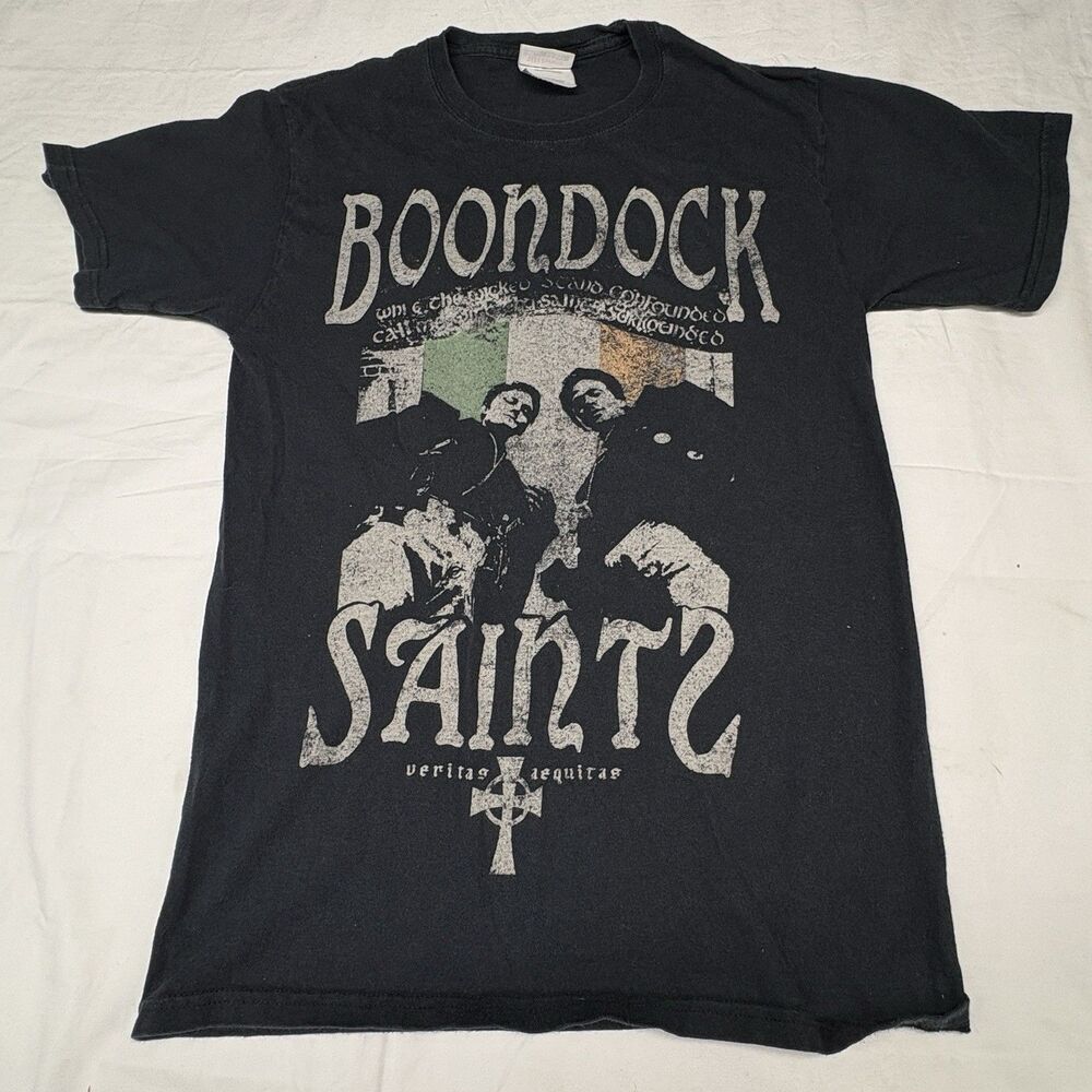 Y2K Boondock Saints T Shirt Mens Small Hanes Heavyweight Movie Graphic Black